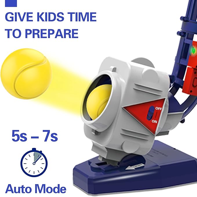 iPlay, iLearn Kids Pitching Machine Toys, 2 in 1 RC Baseball Tennis Pitcher, Auto Ball Launching Bat, Boys Outdoor Outside Sports Backyard Game, Birthday Gift 5 6 7 8 10 12 Yr Youth-Unassembled