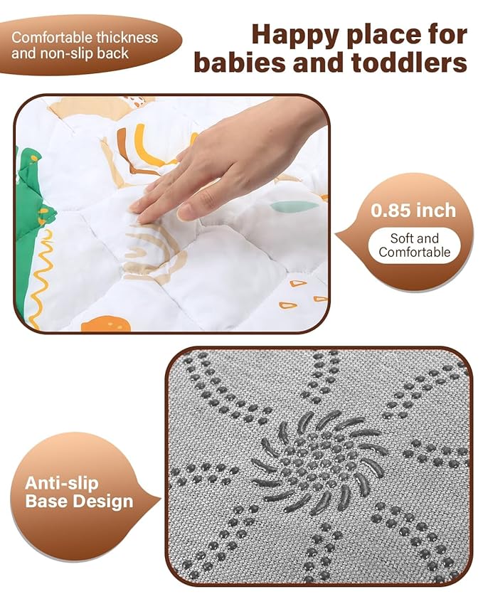 Baby Play Mat 59"x59", Non-Slip Baby Mat for Floor, Soft Thicker Playpen Mat, Portable Playmat, Crawling Mat for Babies, Toddlers & Infants to Play and Learn（Animal）
