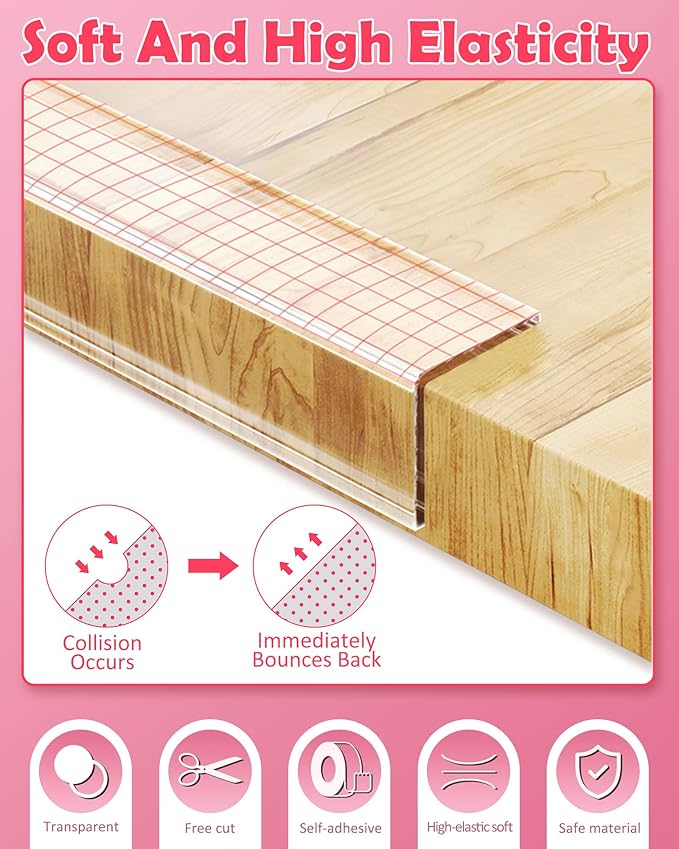 Baby Proofing, Clear Edge Protector Strip, Soft Corner Protectors for Kids, Baby Child Safety Corner Guards for Furniture Against Sharp Corners for Tables, Drawers, Sink, Wall 1.2in x 16.4ft