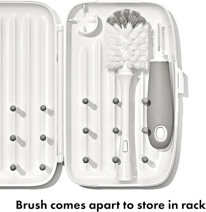OXO Tot Travel Size Drying Rack with Bottle Brush- Gray