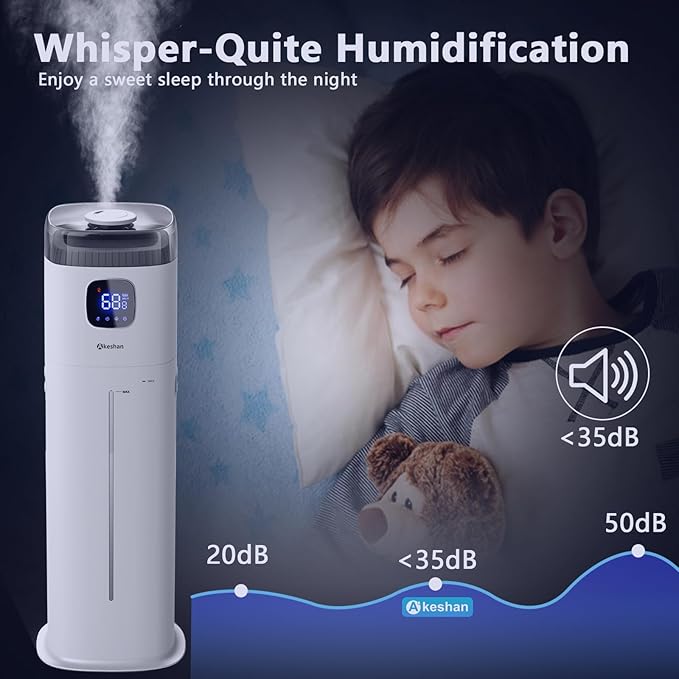 Large Humidifiers for Bedroom, 9L/2.5Gal Ultrasonic Cool Mist, Easy Clean Humidifier with 350ML/H Large Mist Speed, Quiet, Suitable for Kids Room Plant Yoga (Square B)