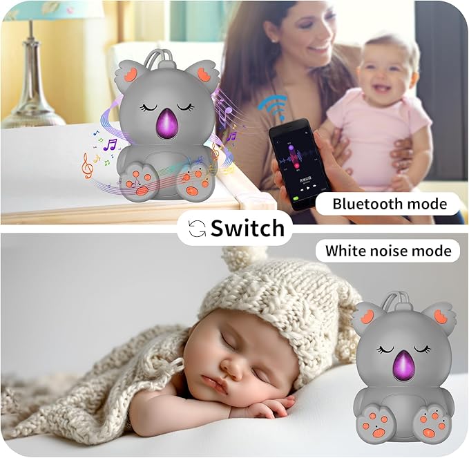 Baby Sleep Sound Machine & Bluetooth Speaker | Portable White Noise Sound Machine with 3 Timers for Nursery, Travel | Non-Looping Soothing Sounds Sleeping Music for Infants, Toddlers & Kids