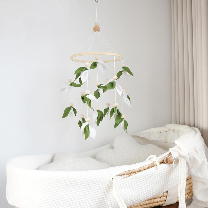 Green Leaf Crib Mobile, Forest Crib Mobile for Boys & Girls, Forest Baby Mobile for Crib, Woodland Mobile for Crib