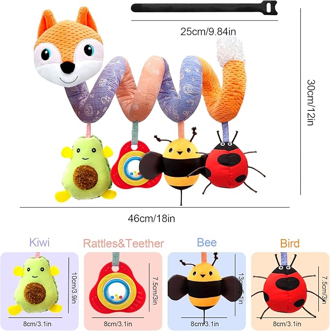 Car Seat Toys Newborn Toys, Stroller Toy Baby Toys 0-6 Months Carseat Toy for Infants 0-6 Months for Carseat Stroller Crib with Music Rattles Teether, Baby Toy for 0 3 6 9 12 Boys Girls