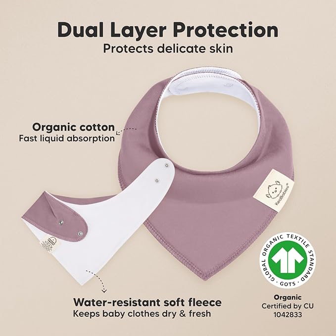 8-Pack Organic Baby Bandana Bibs for Girls - Super Absorbent Triangle Baby Bibs for Drooling and Teething Infant, 100% Cotton Extra Soft for Newborn, Infant 0-36 Months (Mauve)