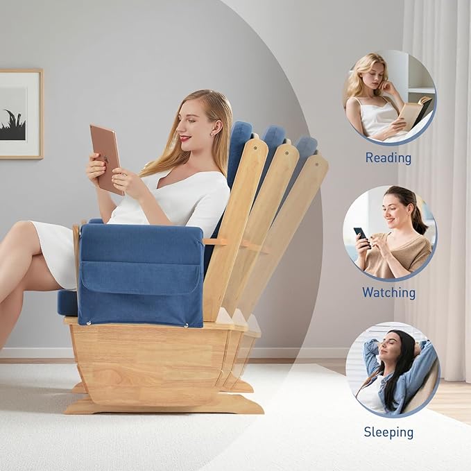 SafeRocker Standard Glider Rocker - Baby Feeding and Rocking Chair for Nursery, Daycare Environment - Cut Pile Nursery Rocking Chairs with 280lbs Weight Capacity, Blue