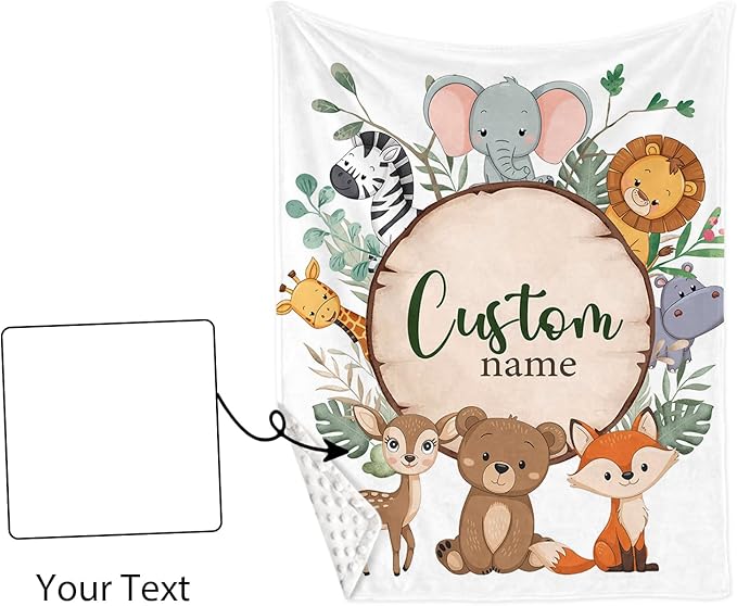 Personalized Nursery Crib Bedding Set: Custom Name 5 Piece Baby Crib Sets with Animal Theme - Toddler Double Layer Blanket Set, Comfortable Crib Bed Sheets for Baby Grils