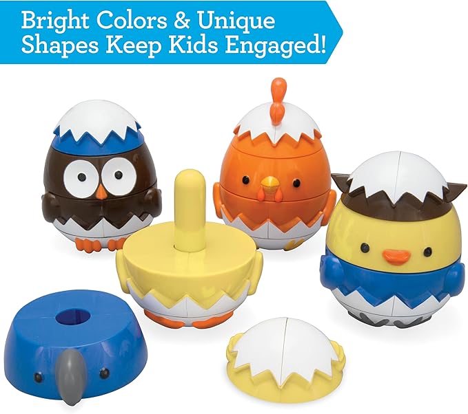 Egg Stacking & Sorting Animals, Mix & Match Adorable Hatching Friends- 4 Different Animals- Creative, Educational & Imaginative Hands On Building Toys- Baby Toddler Kids Xmas Gift- Chick Owl Duck Bird