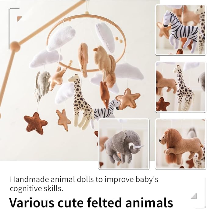 Baby Mobile for Crib, Baby Crib Mobile for Boys Girls, Baby Mobile for Bassinet, Boho Nursery Mobile, Nursery Decor Theme for Infant Bedroom Hanging, Gender Neutral Baby Gift