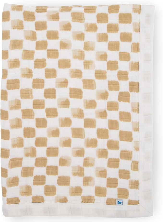 Little Unicorn Newborn Receiving Quilt | Ultra- Soft, Multi-Layered Muslin Fabric | Gift for Newborns & on-The-go (Adobe Checker)