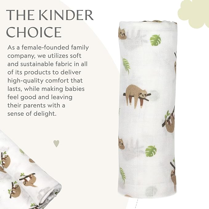 Muslin Baby Swaddle - Breathable Receiving Blankets for Newborn Baby, 70% Viscose derived from Bamboo, 30% Spandex, Imported