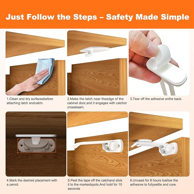 Child Safety Cabinet Locks – Baby Proofing Cabinet Locks for Toddlers, Easy to Install & Invisible Mount Design, Child Proof Cabinet Locks for Homes with Kids (Pack of 10)