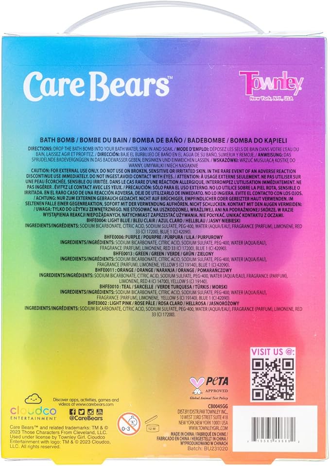 Care Bears 6 Pack Bubblegum Scented Bath Bombs - Ages 3+ Character Molded Bath Bombs – Fun & Bright Colors - Great Birthday Gifts, Stocking Stuffers, Slumber Parties, Spa Days & More by Townley Girl