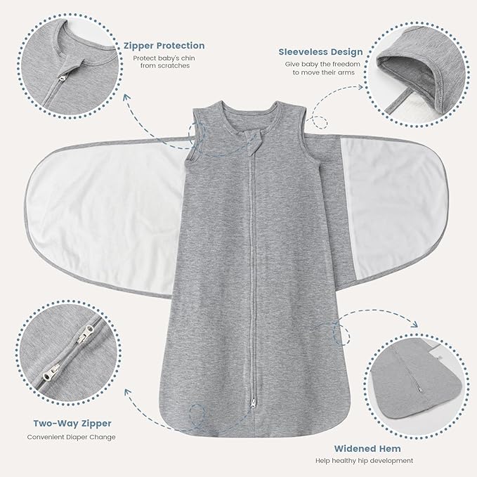 ZIGJOY Sleep Sack Swaddle 1.0 TOG Baby Wearable Blanket 100% Cotton Baby Swaddle Blanket for Newborns