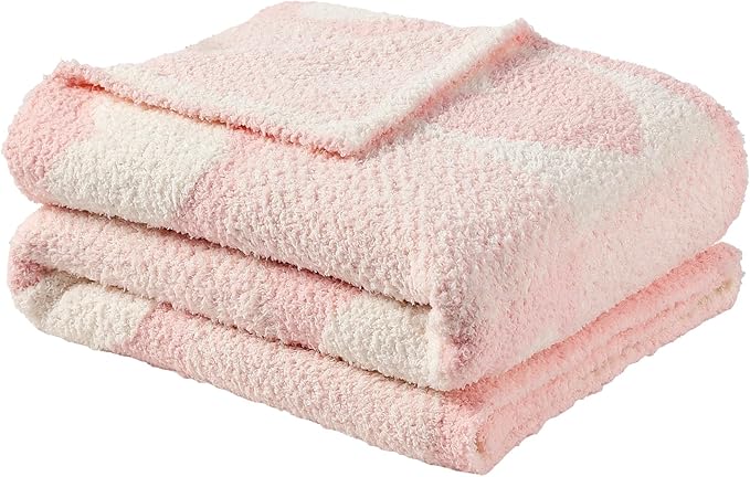 CREVENT 30"X40" Cozy Soft Warm Knitted Baby Blanket for Girls Boys, Newborn Essentials for Infant, Baby Shower Receiving Gift - Love Heart 75X100cm