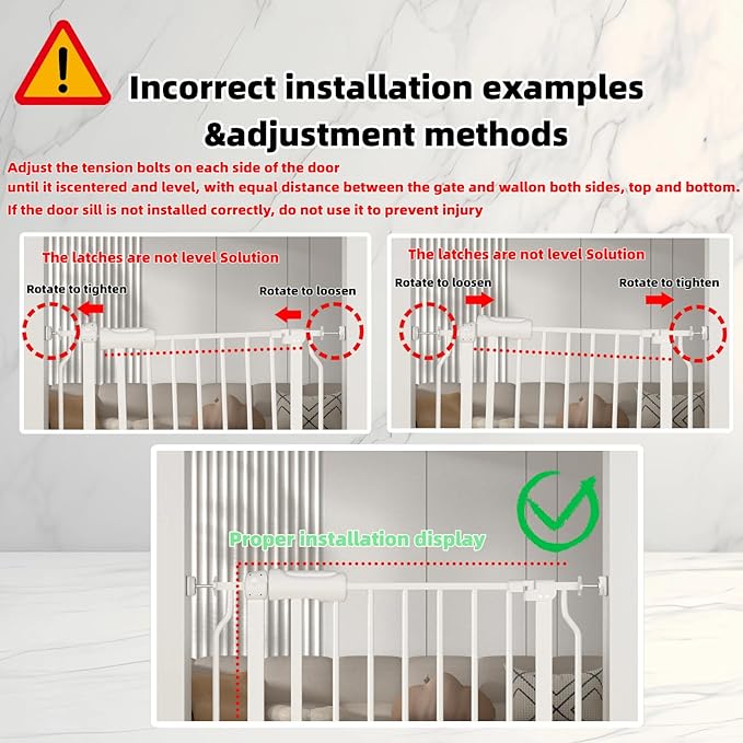 TSAYAWA Extra Wide Walk Through Baby Gate with Door, 62-67 Inch Wide Presure Mounted No Drill Metal Auto Close Child Gate for Stair Doorway - Indoor Outdoor Safty Gate for Toddler Dog Doggie, White