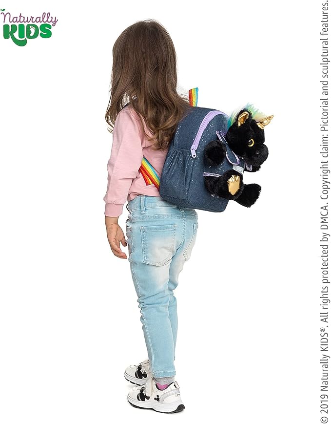 Naturally KIDS Black Unicorn, Gifts for 2 Year Old Girls, Gifts for 3 Year Old Girl, Toddler Unicorn Backpack