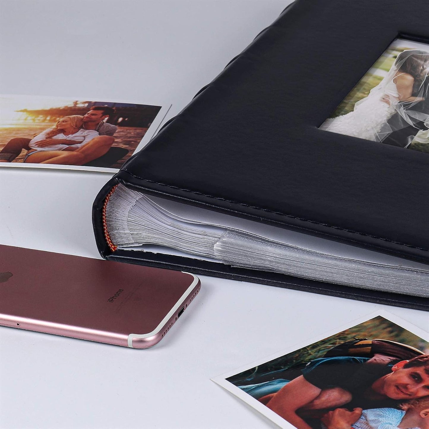 RECUTMS Photo Album 300 Pockets,4x6 Photo Book Paper Core Memo Insert Inside Page PU Leather Cover Picture Album Record Wedding Baby Valentine's Day Christmas Holiday(Blue)