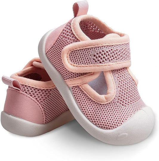 Baby First-Walking Shoes 1-4 Years Kid Shoes Trainers Toddler Infant Boys Girls Soft Sole Non Slip Cotton Canvas Mesh Breathable Lightweight TPR Material Slip-on Sneakers Outdoor