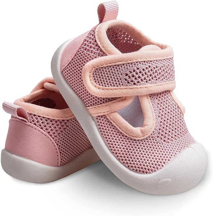 Baby First-Walking Shoes 1-4 Years Kid Shoes Trainers Toddler Infant Boys Girls Soft Sole Non Slip Cotton Canvas Mesh Breathable Lightweight TPR Material Slip-on Sneakers Outdoor