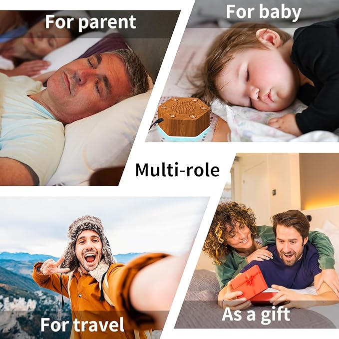 Sound White Noise Machines High Fidelity 30 Unique Non-Looping Soothing Sounds 12 Colors Night Light 4 Timers 10-Level Brightness 32-Level Volume and Memory Function