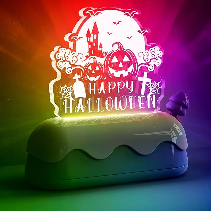 LOHAS Halloween Night Light for Kids, Pumpkin Night Lights, USB Rechargeable, Color Changing RGB, Lamp for Adults, Children, Room Décor