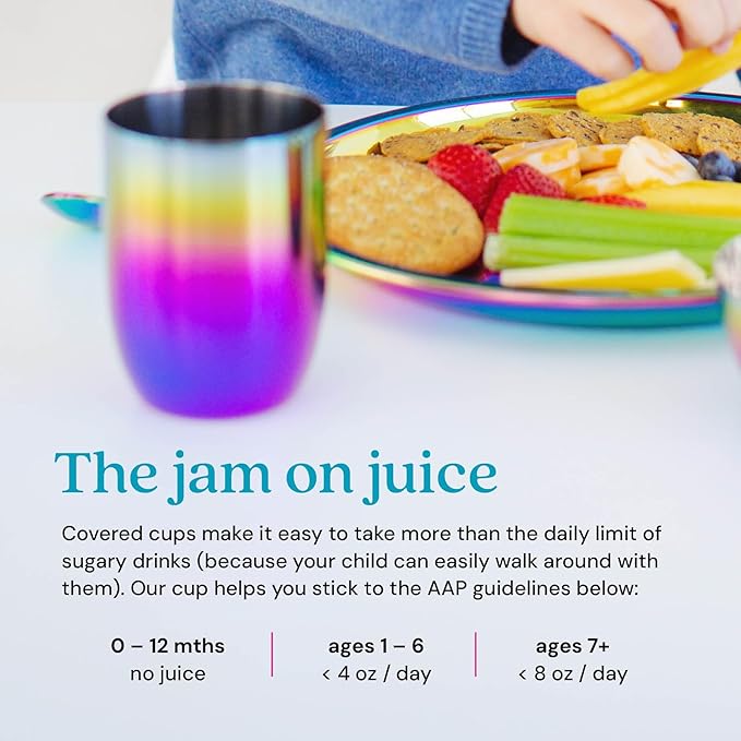 Ahimsa Stainless Steel Kids Cup - Pediatrician Designed Toddler Cups for Open Cup Training, 8oz, 100% BPA Free & Dishwasher Safe (Rainbow Single)