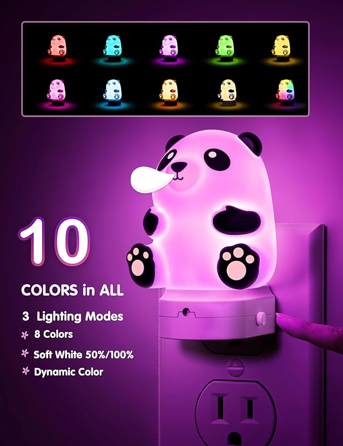 L LOHAS LED Night Light for Kids, 3D Cute Night Light Plug in, Dusk to Dawn Nursery Night Lights, RGB+Soft White 3000K, 3 Lighting Modes, Room Decor, Children