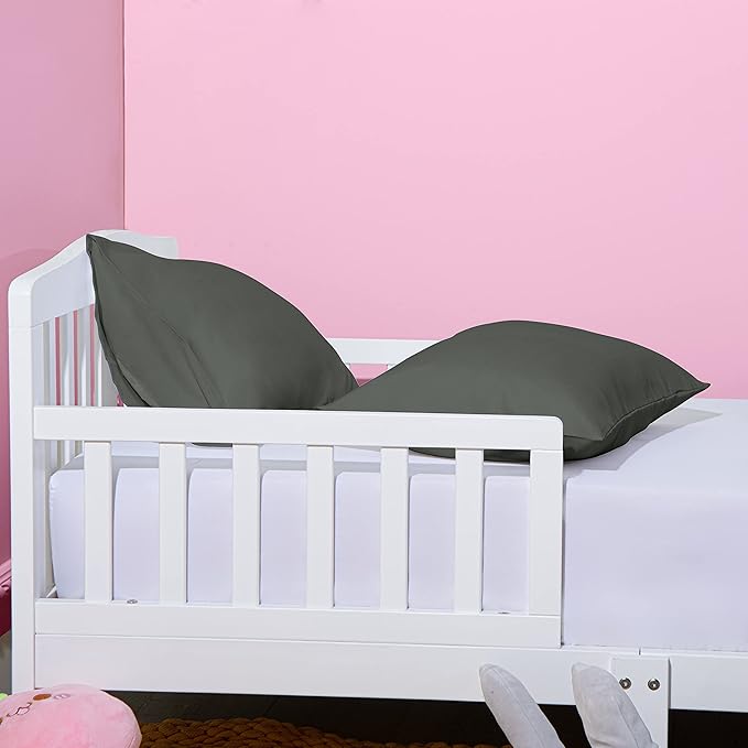 NTBAY 2 Pack Pillows with Microfiber Pillowcases, Soft Cotton Down Alternative 13x18 Zippered Pillow for Sleeping in Crib - Machine Washable - Breathable Travel Pillows, Dark Grey