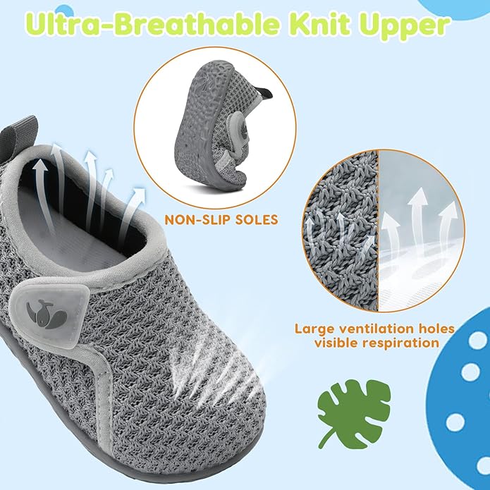 FEETCITY Baby Boys Girls First Walking Shoes Infant Sneakers Crib Shoes Breathable Lightweight Slip On Shoes