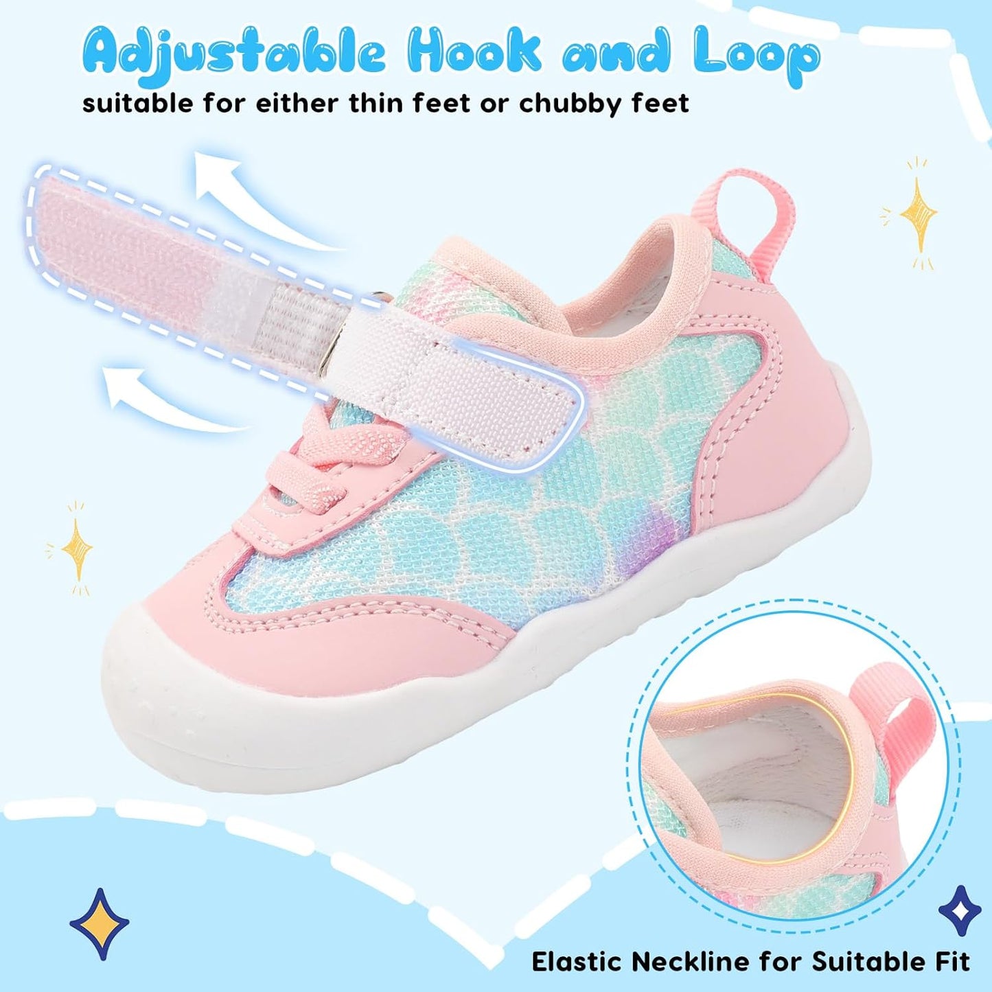 Scurtain Baby Shoes Boy Girl First Walking Shoe Infant Crib Breathable Sneakers Lightweight Barefoot Shoes for Babies