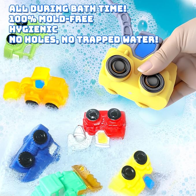 Vehicle Floating Bath Toys 6 Pack Mold Free Infant Bath Tub Toys - No Hole Bathtub Toys for Toddlers 1-3 Water Pool Toys for Baby Toddler Ages