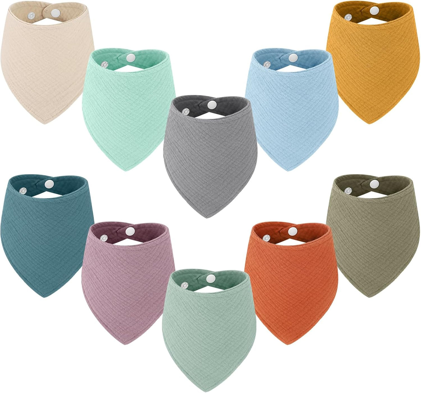 Accmor 10 Pack Muslin Baby Bibs 100% Cotton Bandana Drool Bibs for Baby Girls BoysTeething and Drooling