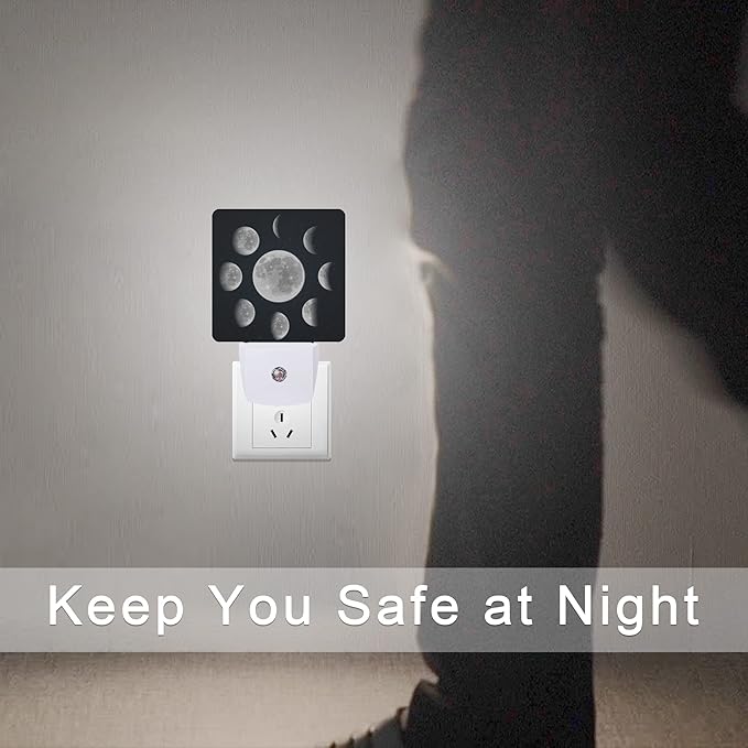 Moon Phases Night Light Plug-in LED Nightlights Auto Sensor Night Lamp Dusk-to-Dawn Lamp Home Decor for Nursery Children Girls Boys