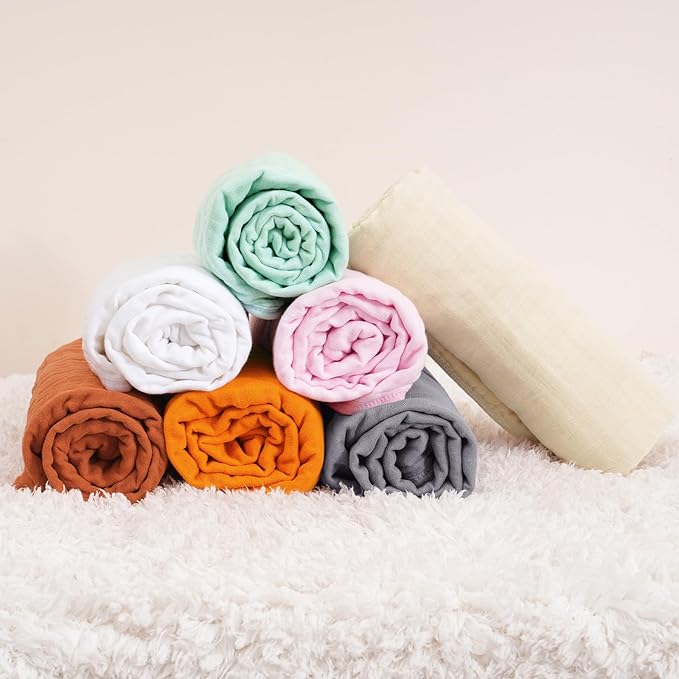 david's kids 2 Pack Hooded Baby Towels, 100% Muslin Cotton 6-Layer Ultra Soft Breathable Absorbent Baby Bath Towels for Infant and Toddler, Newborn Essentials, Large 32x32Inch, White