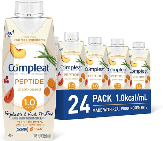 Nestle Compleat Peptide 1.0 Tube Feeding Formula Vegetable/Fruit Medley Flavor 250 mL Carton 24 Ct