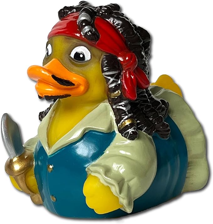 CelebriDucks - Captain Quack Mallard - Pirates of The Quackibbean - Floating Rubber Ducks - Collectible Bath Toys Gift for Kids & Adults of All Ages