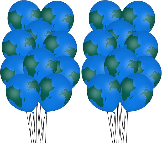 30 Pcs Earth Balloons World Map Balloons 12 Inches Globe Balloon for Birthday Space Theme Party Earth Day Decorations Gift Teaching Supplies