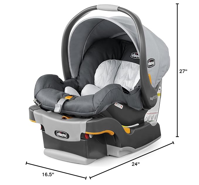 Chicco KeyFit 30 ClearTex Infant Car Seat and Base, Rear-Facing Seat for Infants 4-30 lbs., Includes Infant Head and Body Support, Compatible with Chicco Strollers, Baby Travel Gear | Slate/Grey