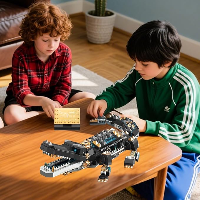 Crocodile Building Sets,STEM Dinosaur World Park Building Toy,Sea Creatures Creativity Model Building Kit,Mechanical Animal Brick Set,Birthday Christmas Valentines Gifts for Kids Boys Girls 8+
