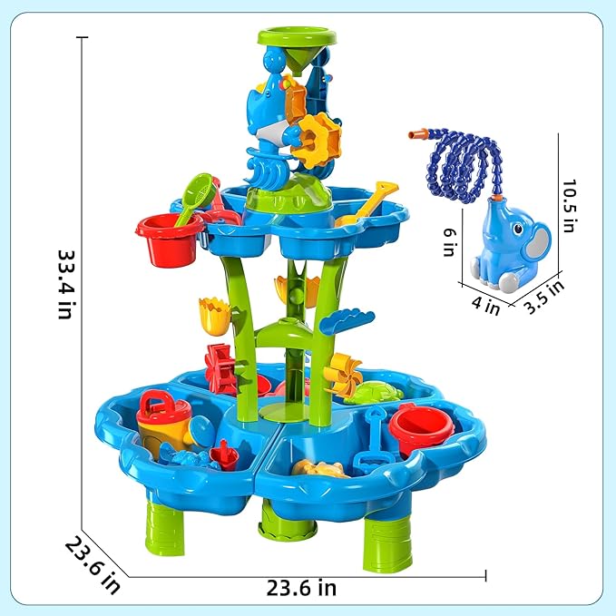 Water Table for Kids Ages 4-8 with Water Pumb, Summer Outdoor Sand Water Table for Boys Girls, Kids Water and Sand Activity Sensory Toys for Toddlers Age 3-8