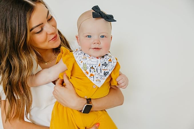 Copper Pearl Baby Bandana Drool Bibs for Drooling and Teething 4 Pack Gift Set Bones, Soft Set of Cloth Bandana Bibs for Any Baby Girl or Boy, Cute Registry Ideas for Baby Shower Gifts