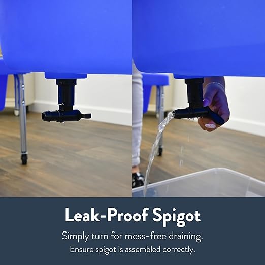 Children's Factory Sensory Sand and Water Activity Table and Lid Set for Preschool, Daycare, Classroom, Outdoor Play, 18”, Blue