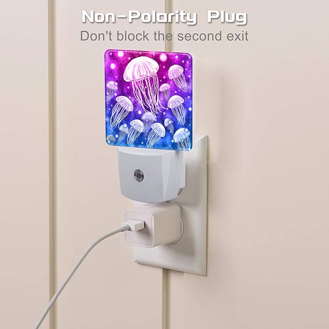 Magic Fantasy Jellyfish Night Light, Glow Jellyfish Marine Life Dusk to Dawn Night Light Plug in, 0.5W Energy Saving Sleep Friendly NightLight for Kids Boys Girls Home Decor