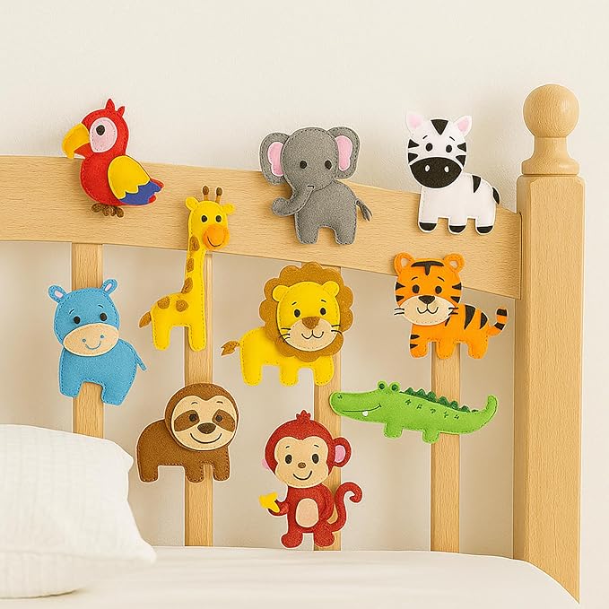 FYXGZZH Kids Beginner Sewing Kit – DIY Stuffed Craft Set with Pre-Cut Felt, Plastic Needle & Embroidery Thread, Educational Arts & Crafts for Boys & Girls Ages 6-12, Jungle Animal