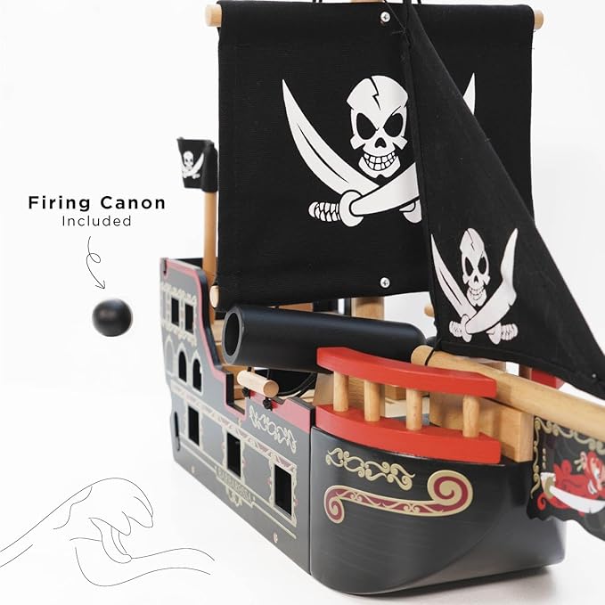 Le Toy Van Barbarossa Pirate Ship Set Premium Wooden Toys for Kids Ages 3 years & Up