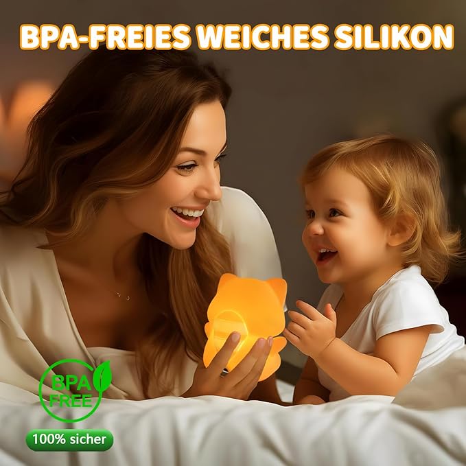 Cute Red Panda Lamp, LED Squishy Animal Night Light for Kids Sleep, Breastfeeding Nursery Nightlight for Room Decor, Rechargeable Bedside Touch Silicone Lamp, Unique Dorm Decor Gift Toy