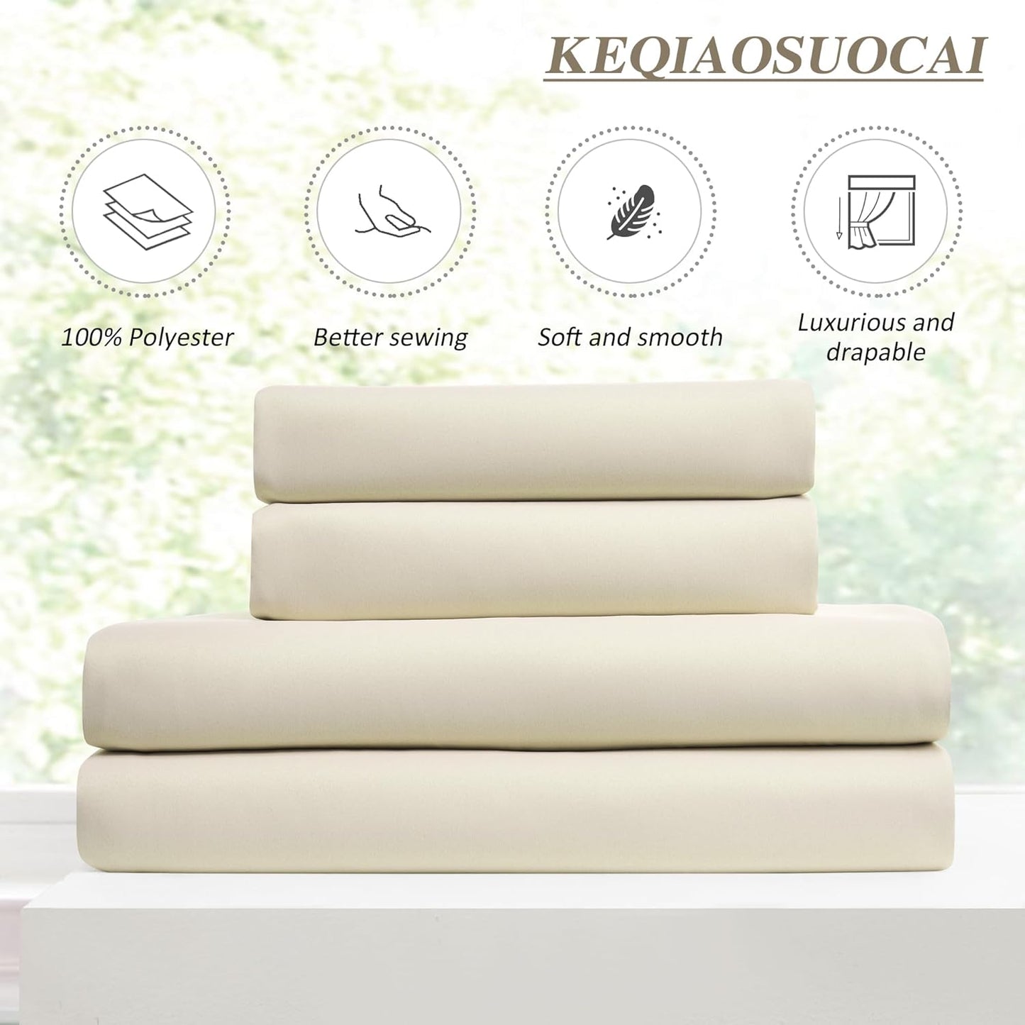 KEQIAOSUOCAI Cream Beige Curtains 84 Inch Length 2 Panels Set Noise Cancelling Neutral Modern Window Pinch Pleated Cute Drapes for Nursery Bedroom (40x84)