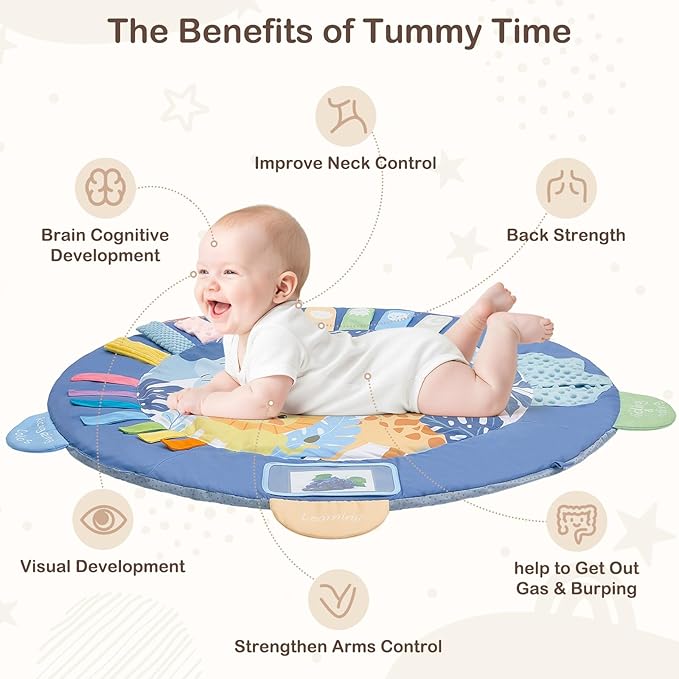 Baby Play Gym Mat Tummy Time Mat, Washable Baby Activity Play Mat for Sensory, Visual, Hearing, Touch Development, Baby Toys Shower Gift for Newborn