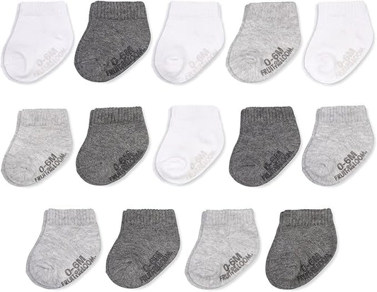 Fruit of the Loom Baby 14-Pack Grow & Fit Flex Zones Cotton Stretch Socks - Unisex, Girls, Boys